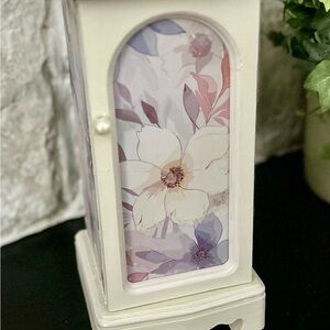 Vintage creamy white floral jewelry box Upcycled hand painted